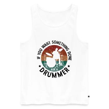 Schlagzeug Spieler Drummer - Männer Premium Bio Tank Top - Weiß - Vorne - Michal (187cm)