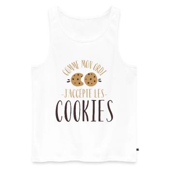 t-shirt humour geek j'accepte les cookies - Débardeur bio Premium Homme - blanc - Devant - Michal (187cm)