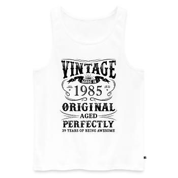 Vintage Made In 1985 39 ans d’être génial - Débardeur bio Premium Homme - blanc - Devant - Michal (187cm)