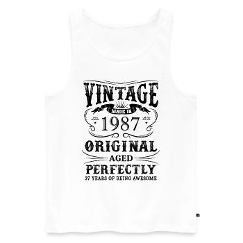 Vintage Made In 1987 37 ans d’être génial - Débardeur bio Premium Homme - blanc - Devant - Michal (187cm)