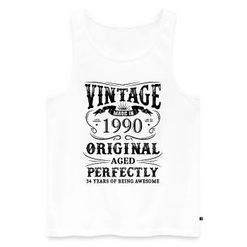 Vintage Made In 1990 34 ans d’être génial - Débardeur bio Premium Homme - blanc - Devant - Michal (187cm)
