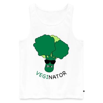 VEGAN - VEGINATOR - Männer Premium Bio Tank Top - Weiß - Vorne - Michal (187cm)