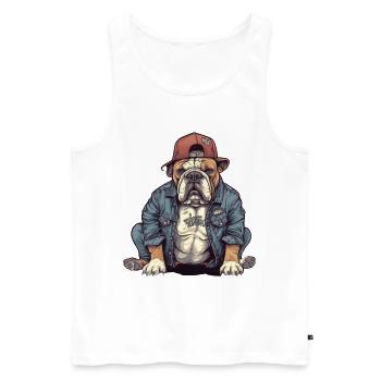 Bulldog Cool Baseball Cap Streetwear Rap Dog - Men's Premium Organic Tank Top - white - Front - AI Model Male 178 light (178cm)