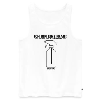 Ich bin eine Frau Ich putze alles mit Glasreiniger - Männer Premium Bio Tank Top - Weiß - Vorne - Michal (187cm)