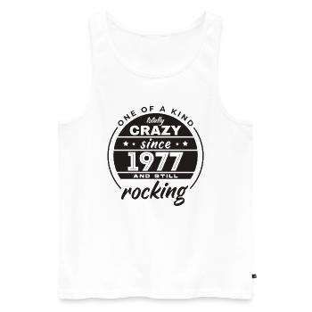 Unique en son genre totalement fou depuis 1977 Rocking - Débardeur bio Premium Homme - blanc - Devant - AI Model Male 178 light (178cm)