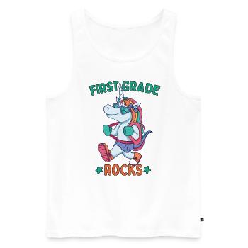 Hello 1st Grade - Hello First Grade Rocks - Männer Premium Bio Tank Top - Weiß - Vorne - AI Model Male 178 light (178cm)