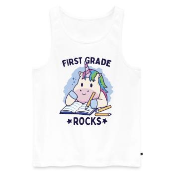 Hello 1st Grade - Hello First Grade Rocks - Männer Premium Bio Tank Top - Weiß - Vorne - AI Model Male 178 light (178cm)