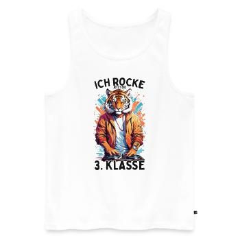 Ich rocke jetzt die 3. Klasse Tiger DJ - Männer Premium Bio Tank Top - Weiß - Vorne - Michal (187cm)
