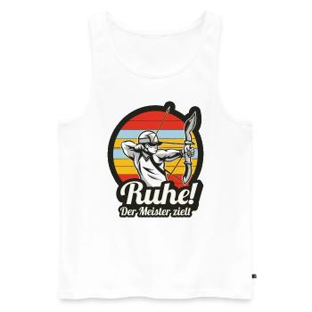 Ruhe! Der Meister zielt! Bogenschießen Bogensport - Männer Premium Bio Tank Top - Weiß - Vorne - Michal (187cm)