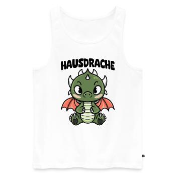 Hausdrache. Stark, Mutig und Unbesiegbar. Drache - Männer Premium Bio Tank Top - Weiß - Vorne - Michal (187cm)