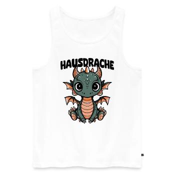 Hausdrache. Stark, Mutig und Unbesiegbar. Drache - Männer Premium Bio Tank Top - Weiß - Vorne - Michal (187cm)