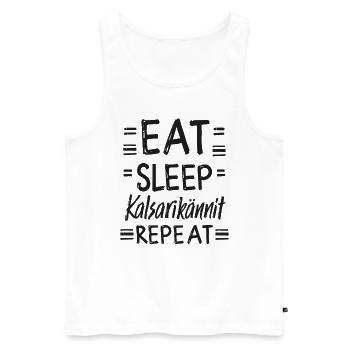 Eat Sleep Kalsarikännit Repeat Finnland Unterhose - Männer Premium Bio Tank Top - Weiß - Vorne - AI Model Male 178 light (178cm)