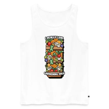 Vertical Gardener Love – Higher on Green - Men's Premium Organic Tank Top - white - Front - Michal (187cm)