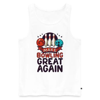 Make Bowling Great Again - Bowling Ball Pin - Débardeur bio Premium Homme - blanc - Devant - AI Model Male 178 light (178cm)