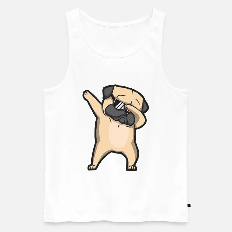 dabbing pug - Männer Premium Bio Tank Top - Weiß