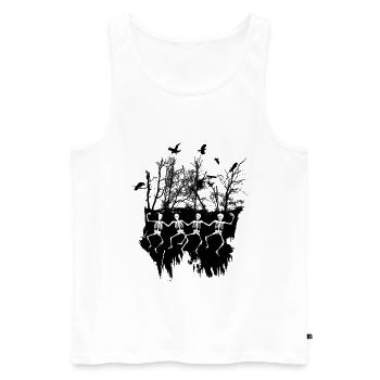 Illustration de squelette dansant noir et blanc - Débardeur bio Premium Homme - blanc - Devant - AI Model Male 178 light (178cm)