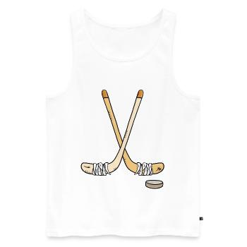 Hockey Stick With Puck I Hockey I Gift - Men's Premium Organic Tank Top - white - Front - Michal (187cm)