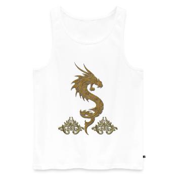 wunderbarer chinesischer Drache - Männer Premium Bio Tank Top - Weiß - Vorne - Michal (187cm)