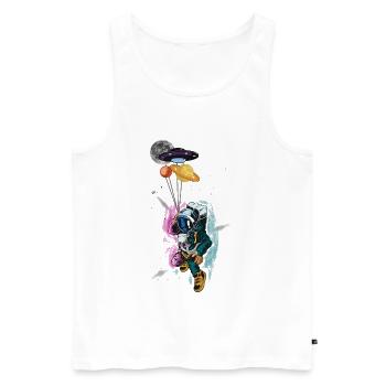 Astronaut Planet Balloon Cosmic Adventure - Débardeur bio Premium Homme - blanc - Devant - Michal (187cm)