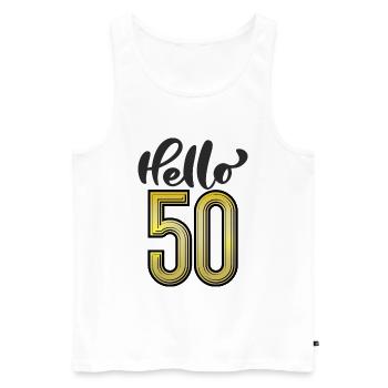 Hello 50 - Men's Premium Organic Tank Top - white - Front - Michal (187cm)