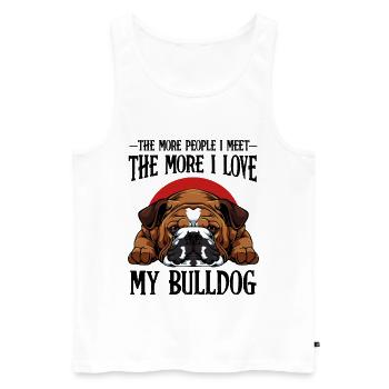 Bulldogkopf Illustration roter Halbkreis - Männer Premium Bio Tank Top - Weiß - Vorne - Michal (187cm)