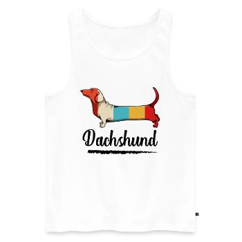 Bunter Dackel Farbblöcke - Männer Premium Bio Tank Top - Weiß - Vorne - Michal (187cm)