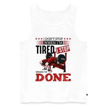 Bench Press Finish – DONE - Men's Premium Organic Tank Top - white - Front - Michal (187cm)