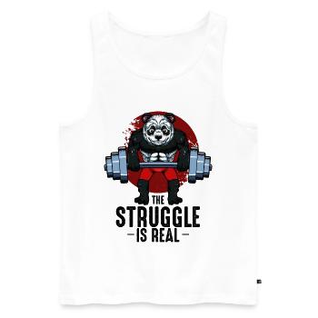 Panda Lifter with Barbell - Men's Premium Organic Tank Top - white - Front - Michal (187cm)