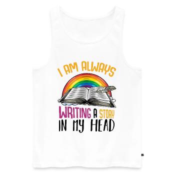 Ich schreibe immer eine Geschichte - Männer Premium Bio Tank Top - Weiß - Vorne - Michal (187cm)