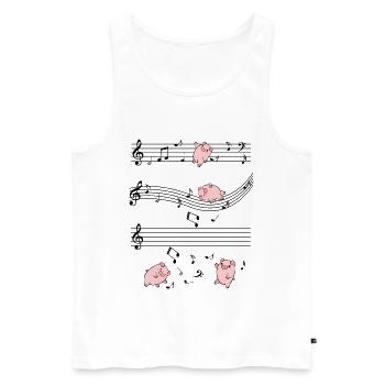 Pinke Schweine Doodles auf Schwarz - Männer Premium Bio Tank Top - Weiß - Vorne - Michal (187cm)