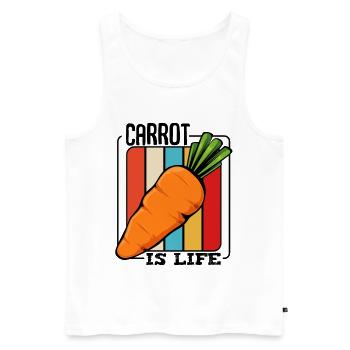 Carrot in front of colorful stripes - Men's Premium Organic Tank Top - white - Front - Michal (187cm)