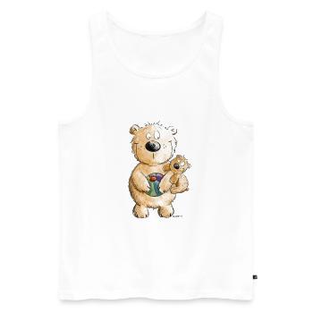 Ours avec Bébé I Animaux BD I Sauvage - Débardeur bio Premium Homme - blanc - Devant - Michal (187cm)