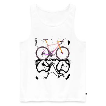 Cyclisme, aventure et liberté : le vélo de gravier - Débardeur bio Premium Homme - blanc - Devant - Michal (187cm)