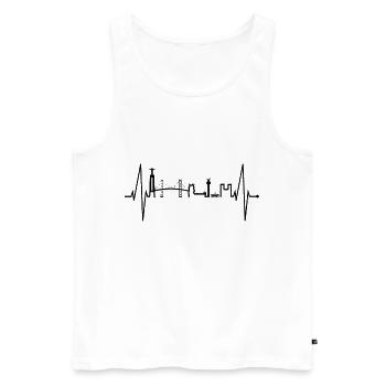 Lisbon Skyline Heartbeat Portugal Love Lisboa - Men's Premium Organic Tank Top - white - Front - AI Model Male 178 light (178cm)