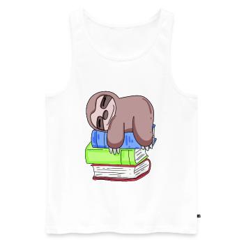 Sloth Book Books Reading - Men's Premium Organic Tank Top - white - Front - Michal (187cm)