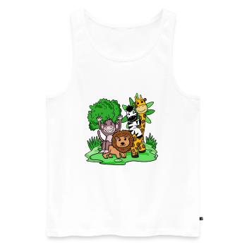 Jungle animaux Mignon - Débardeur bio Premium Homme - blanc - Devant - Michal (187cm)