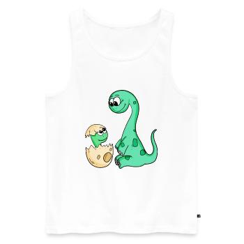 Dinosaures avec bébé dinosaures - Débardeur bio Premium Homme - blanc - Devant - Michal (187cm)