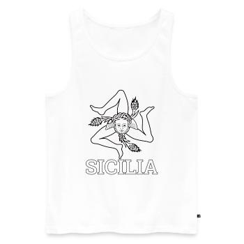 « Drapeau sicilien » - Sicile, Sicilia - Débardeur bio Premium Homme - blanc - Devant - AI Model Male 178 light (178cm)