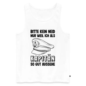 Kapitän Mütze Käptn Bootsführerschein Schifffahrt - Männer Premium Bio Tank Top - Weiß - Vorne - Michal (187cm)
