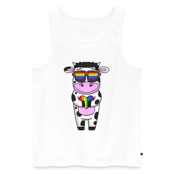 Cow Rainbow - Men's Premium Organic Tank Top - white - Front - Michal (187cm)