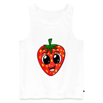 Erdbeere - Männer Premium Bio Tank Top - Weiß - Vorne - Michal (187cm)