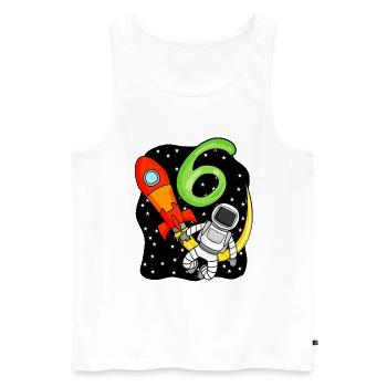 6e anniversaire - 6 ans astronaute cadeau garçons - Débardeur bio Premium Homme - blanc - Devant - Michal (187cm)