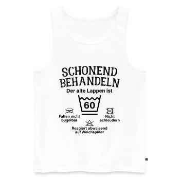 Schonend Behandeln Lappen Geschenk 60. Geburtstag - Männer Premium Bio Tank Top - Weiß - Vorne - Michal (187cm)
