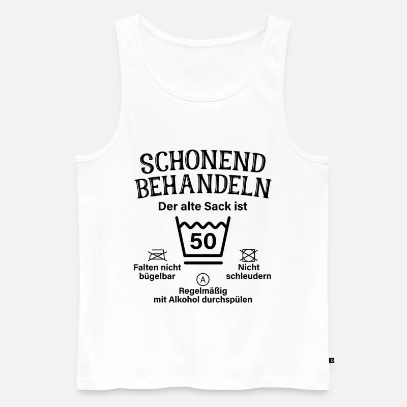 Schonend Behandeln Sack Geschenk 50. Geburtstag - Männer Premium Bio Tank Top - Weiß