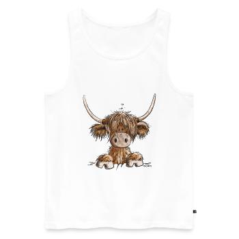 Schottisches Hochlandrind I Highland Cattle Kuh - Männer Premium Bio Tank Top - Weiß - Vorne - Michal (187cm)