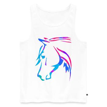 Pferd in Pink - Pferdekopf Zeichnung - Ross Reiten - Männer Premium Bio Tank Top - Weiß - Vorne - Michal (187cm)