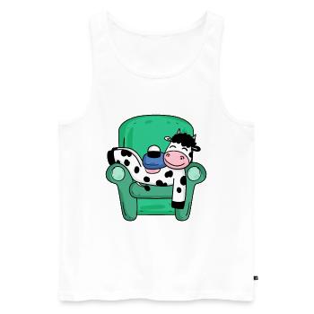 Kuh - Männer Premium Bio Tank Top - Weiß - Vorne - Michal (187cm)