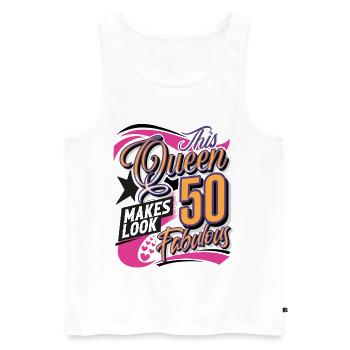 50e anniversaire 50 ans Reine Femmes Femmes Femmes - Débardeur bio Premium Homme - blanc - Devant - Michal (187cm)