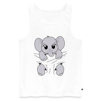Bébé Éléphant Animal Drôle Porter Bébé Éléphant - Débardeur bio Premium Homme - blanc - Devant - Michal (187cm)