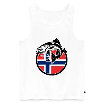 Norwegen Angeln Angler Fischen - Männer Premium Bio Tank Top - Weiß - Vorne - AI Model Male 178 light (178cm)
